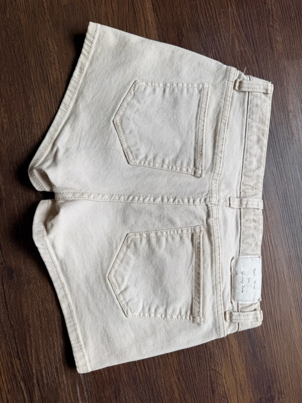 Washing Room 100% Cotton Cream Denim Jean Shorts - Low Rise Summer Staple